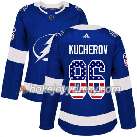 Dámské Hokejový Dres Tampa Bay Lightning Nikita Kucherov 86 2017-2018 USA Flag Fashion Modrá Adidas Authentic
